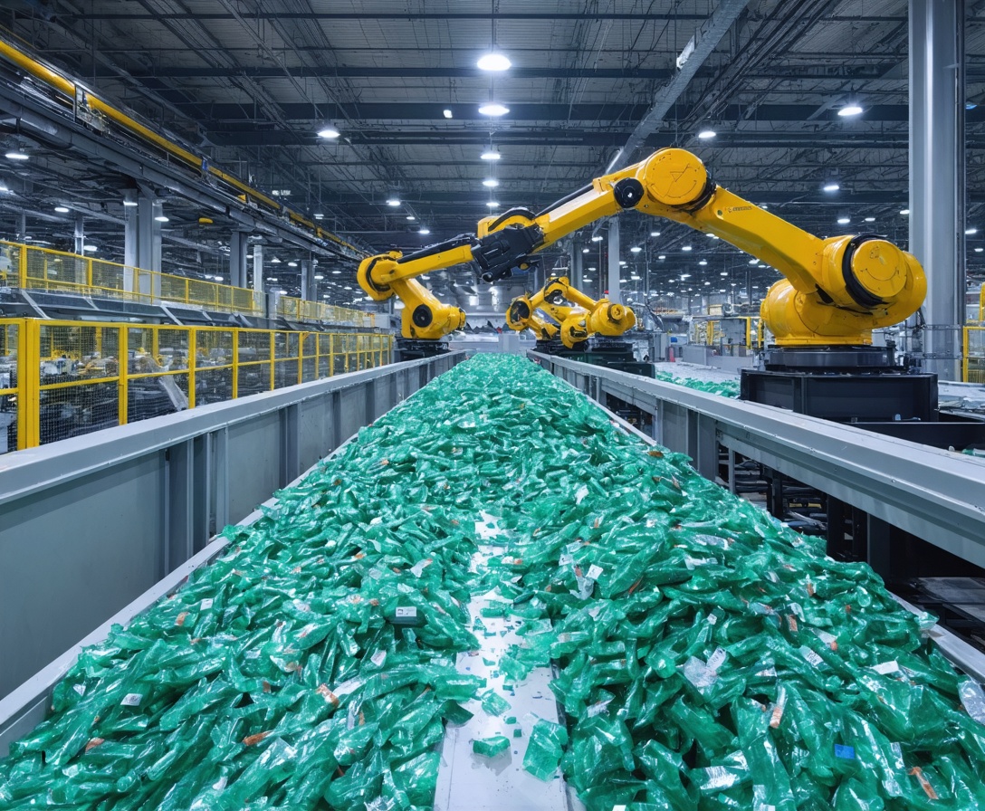 A clean, robotic recycling facility with precise sorting arms